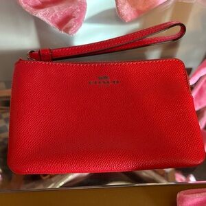 Coach Vibrant Red Wristlet Clutch